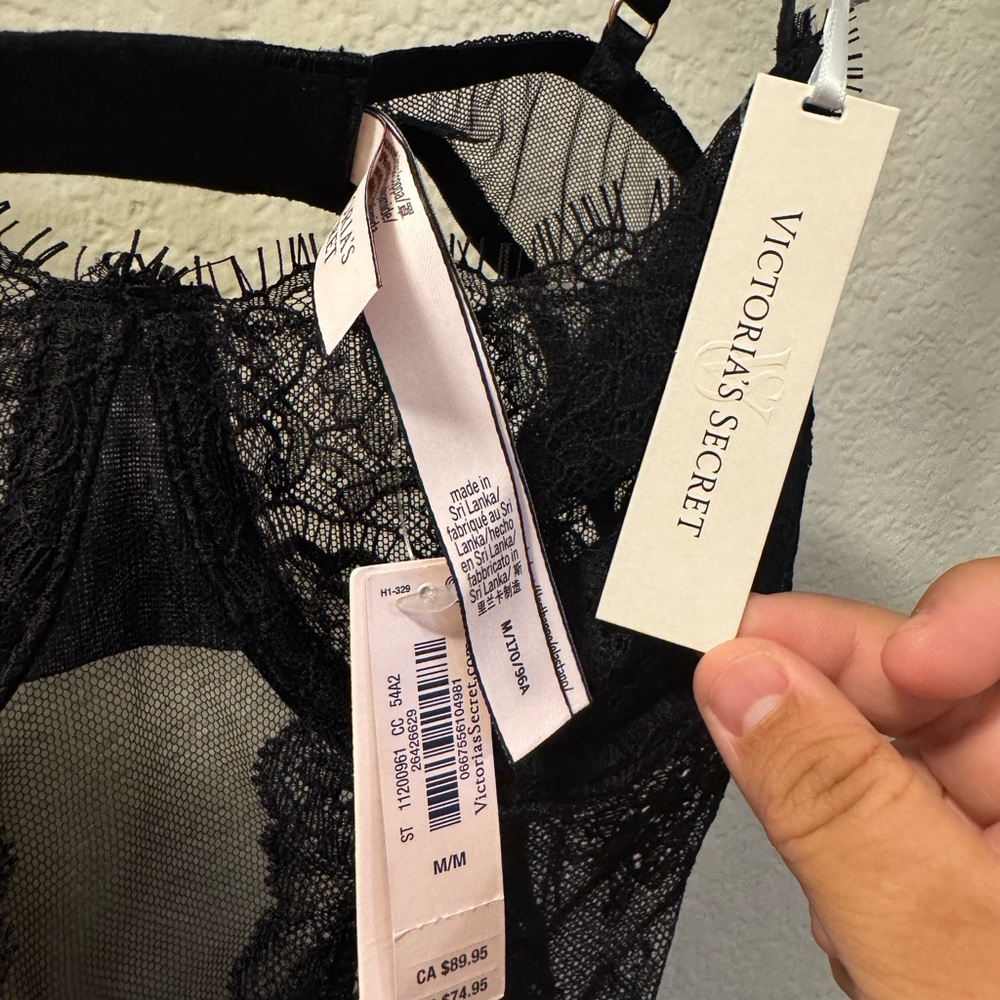 Victoria's Secret Black Lace Bodysuit Chemise - Picture 2 of 6